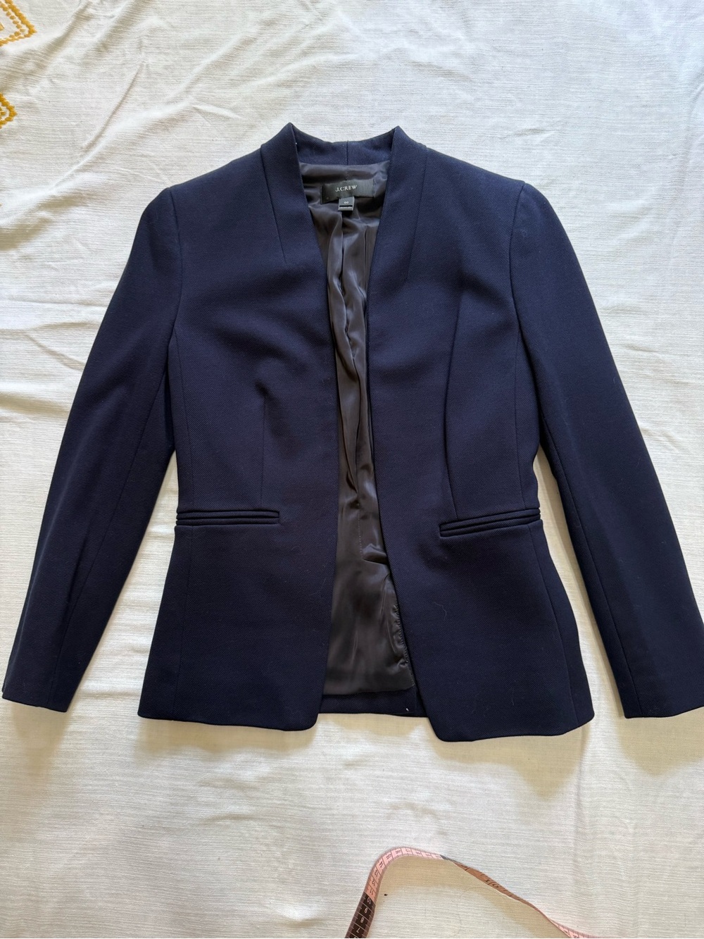J. Crew Navy Collarless Tailored Blazer EUC